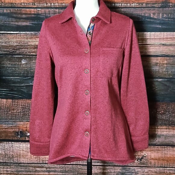 Soft Surroundings Willow Sweater Jacket PS Small Petite Shacket Embroidered Snap - Picture 3 of 11